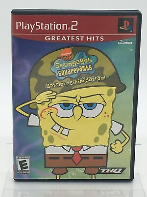 #ad Spongebob Battle for Bikini Bottom GH PS2 Sony PlayStation 2 Red Label TESTED $13.59