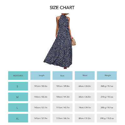 #ad Summer Long Dress Halter Neck Breathable Loose Print Pattern Long Dress Elastic $30.99