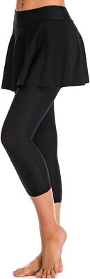 #ad Women#x27;s Skirted Swim Capris Sun Protective Active Swimming Skirt with Leggings T $66.56