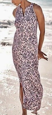 #ad J. Jill Sleeveless Island Breeze Blush Blue Floral Maxi Dress Plus 3X NWOT $39.95
