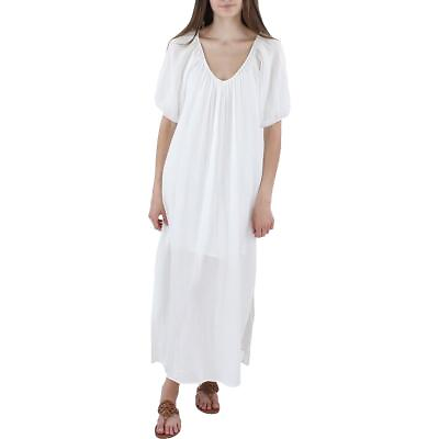 #ad Tart Womens White Gauze Scoop Neck Daytime Maxi Dress XS BHFO 3914 $12.99
