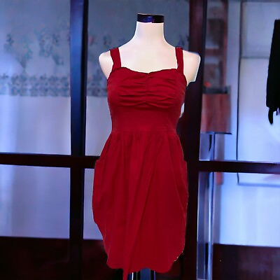 #ad Ruby Rox#x27;s Womens Elegant Red Cocktail Dress Shoulder Strap Zip Closure Size 9 $15.30