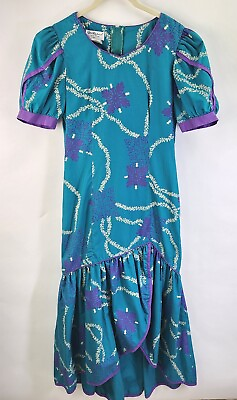 #ad Vtg TORI RICHARD Honolulu Maxi Dress Small Petite Floral Print Tiki Hawaii $44.00