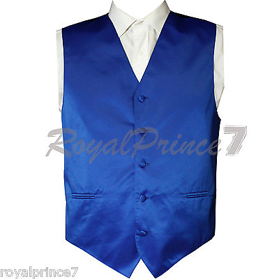 ROYAL Blue New Men Solid Classic Formal Tuxedo Suit Vest Waistcoat Wedding Prom $20.11