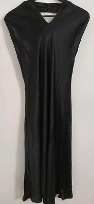 #ad Quince Washable Stretch Silk Halter BLACK Maxi Dress NWT Women#x27;s Size S $58.00
