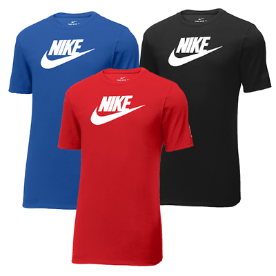 Nike Logo Men#x27;s Short Sleeve Swoosh Printed T Shirt Red Black Blue W $25.25