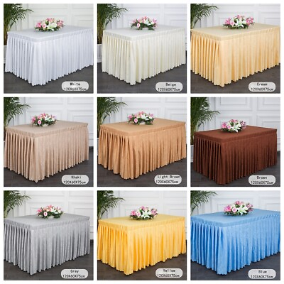 #ad Rectangle Floral Pleated Table Skirt Cover Tablecloth Wedding Party Home Decor GBP 35.03