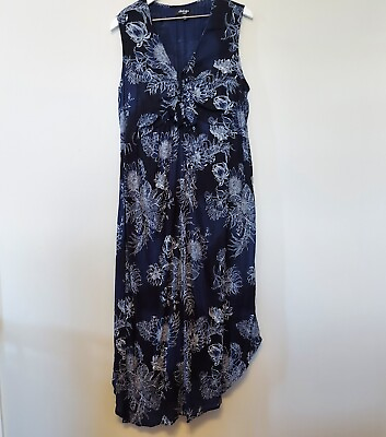 #ad Plus Size Navy Floral Maxi Dress Size 1X Chelsea Studio Flower Long Dress $24.99