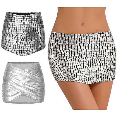 Womens Shiny Metallic Liquid Wet Look Mini Skirts Stretch Tight Hip Pencil Skirt $5.57
