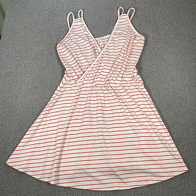 #ad Copper Key Sundress Womens XL White Red Stripe Sleeveless Straps Stretch Knit $15.65