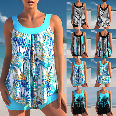 #ad Sexy Women Tankini Set with Shorts Padded Swimsuit Swim Beach Bathing Suit Beach $24.50