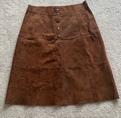 #ad Brown Genuine Leather Skirt Gap Size 6 $35.00