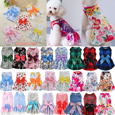 #ad Dog Skirt Pet Dress Cotton Small Dog Princess Dress Chihuahua Puppy Cat Clothes☆ $3.23