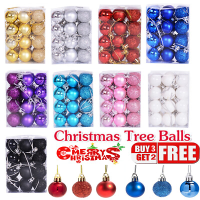 24Pcs Christmas Glitter Ball Ornaments Xmas Tree Balls Hanging Party Decoration $6.64