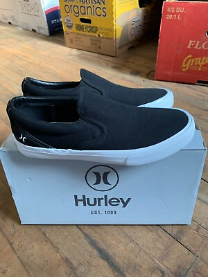 Men#x27;s Hurley Arlo Slip On Black Casual Canvas Sneakers Pick Size $12.95