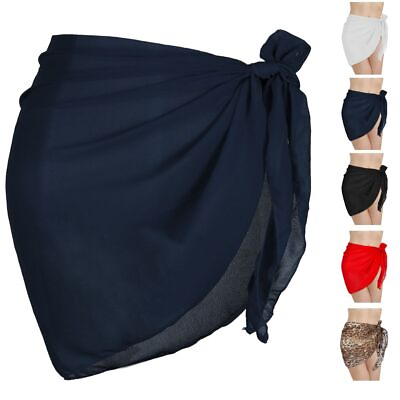 Women#x27;s Short Sarongs Beach Wrap Sheer Bikini Wraps Chiffon Cover Ups Swimwear $9.01