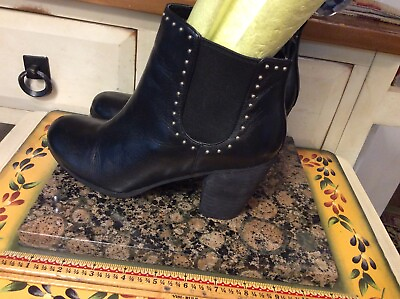 #ad BP Black leather pull on Ankle Boots Women#x27;s Size 7.5M $27.20