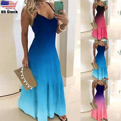 #ad #ad Women Sleeveless Print Long Maxi Dress Ladies Evening Party Cocktail Dresses $18.32