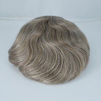 Grey Toupee for Men Lace Front Brown Mixed Human Hair Piece Clearance 560# $109.00