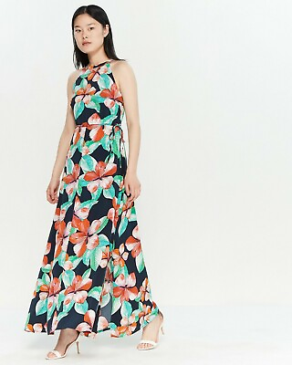 #ad Tommy Hilfiger navy floral maxi dress size 2 BG13 $69.99