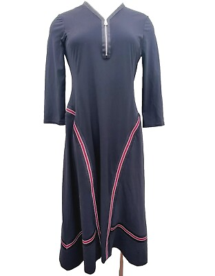 #ad Deca FRANCE Deco Lagenlook Arty Asymmetrical Hem Black Boho Dress Euro Sz Med $48.00