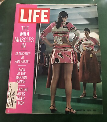 #ad August 1970 Life Magazine Mini Skirt Vs. Midi Skirt $9.99