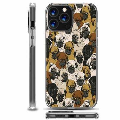 Pug Cute Dogs Shockproof Silicone Cover Case for Apple iPhone 12 Pro Max 6.7quot; $12.95