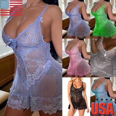 Sexy Women Lace Lingerie G String Dress Nightdress Babydoll Nightwear Sleepwear $5.66
