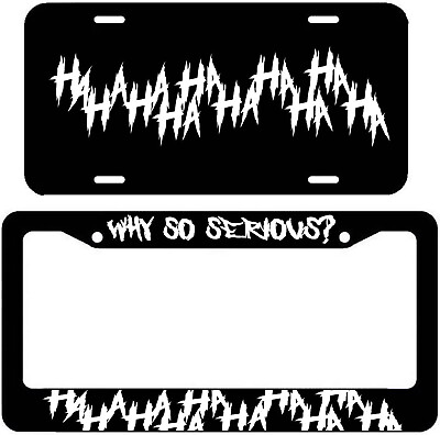 #ad Haha Why So Serious License Plate Frame Joker Funny Cover Front Back White $21.99