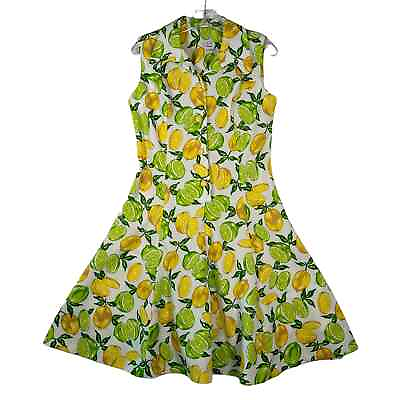 #ad Sears Fashions Vintage 1960s Lemon and Lime Print Party Rockabilly Pinup Dress $74.99