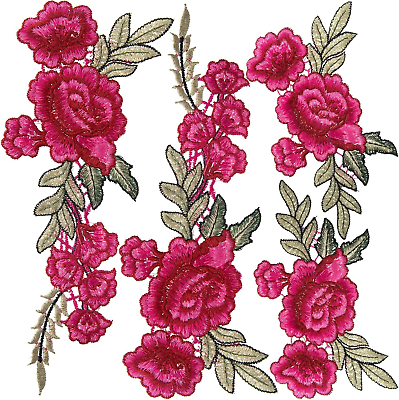 #ad 4Pcs Peony Flower Embroidered Applique Sew on Patches Bouquet Boho for Wedding D $7.99