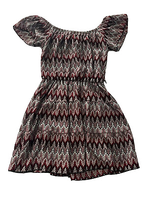 #ad Sequin Hearts Size M Dress Off Shoulder Boho Length 29” Poly Lined #ST7 $9.00