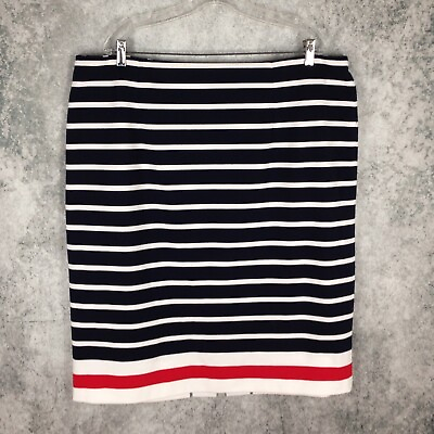 CATO womens striped slit skirt plus size 22W 24W stretch straight elastic waist $19.99