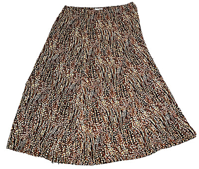 #ad #ad Laura Ashley Black Beige Brown Stretch Skirt Size M MIDI Length Pull On Elastic $22.00