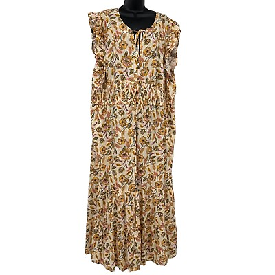#ad Sonoma Ruffle Sleeve Floral Smocked Tiered Maxi Dress Size 3X Cottage Boho $25.00