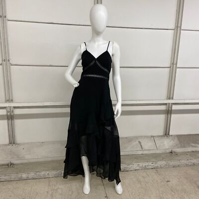 #ad GUESS Mira Ruffled Maxi Dress Women#x27;s Size M Black $59.39