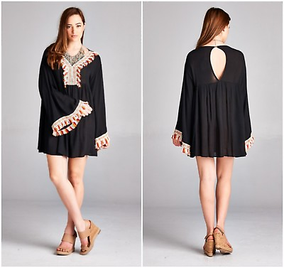 #ad Cute Plus Size BoHo Gypsie Mini Dress Tunic 1X 2X 3X New $49.95