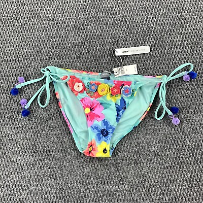 #ad NWT Aerie Blue Floral Patterned Cute Bikini Bottoms Small Textured Flowers $25.50
