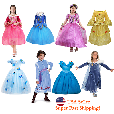Sleeping Beauty Rapuzel Bella Cinderella Esla Anna Princess Costume Girls Dress $18.98