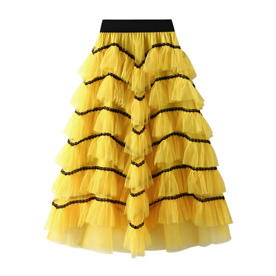 #ad Lady Girls Mesh Tulle Tutu Skirts Layered A Line Lace Casual Beach Holiday Party $28.02