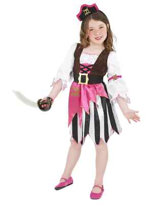 Girls Pirate Costume Pink amp; Black Fancy Dress Halloween Child Kids Small Medium $13.99