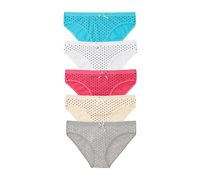 #ad 5 Pack Womens Cotton Comfy Bikini Underwear Basic Polka Panties Lot Multicolor $14.99