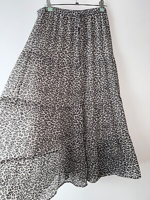 #ad #ad Drawstring Bohemian Skirt Long White Grey Animal Print Lined One Size Boho Gypsy GBP 15.99