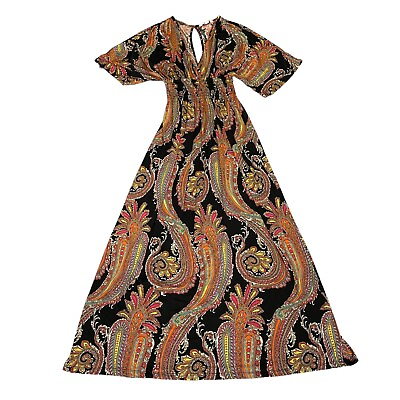 #ad 5th amp; Love Women’s Maxi Dress Size XL Multi Color Paisley Smocked Waist $18.95