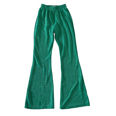 #ad Frankies Bikinis Women’s Pants Small Green Shimmer Pull On Bootcut Stretch $33.75
