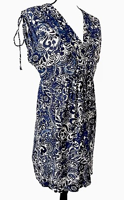 #ad Lauren Ralph Lauren Blue Indigo 100% Cotton Beach Cover Up Dress Size M $15.40
