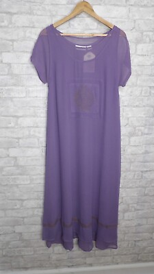 #ad #ad Kloz Lyne Maxi Dress Sheer Chiffon Overlay Side Slits Purple Size Small New $35.00