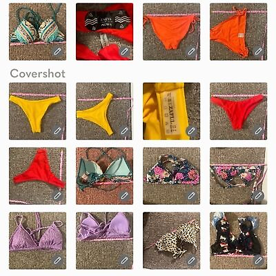 #ad 8 Bikini Pieces Mixed Brands 5 Tops 3 Bottoms S M 32 34 AB Beach Summer Vacation $24.00