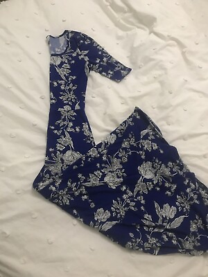 #ad Luluaroe Womens Blue Floral Maxi Dress Maternity Or Regular Size Small $18.00
