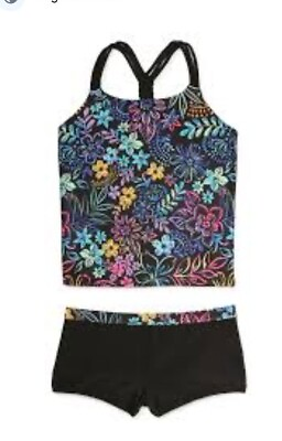 #ad Girls Size XL 14 16 Swimsuit Tankini Shorts 2 PC Swim Wonder Nation NWT $9.99